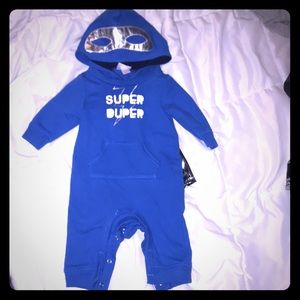 Cutest Romper Onesie Superhero Blue Cape Mask 3m